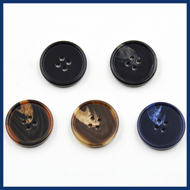 Black British Large Suit Pants Clothes Button Coat All-match Round Wool Coat Resin Four-eye Button