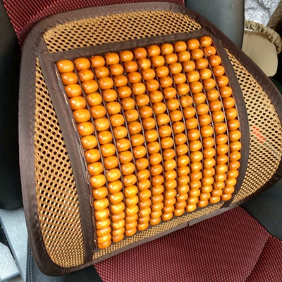 Car lumbar support breathable car cushion car lumbar cushion summer car backrest lumbar cushion wooden bead seat lumbar support (Waist support) - wooden-beaded-waist-orange