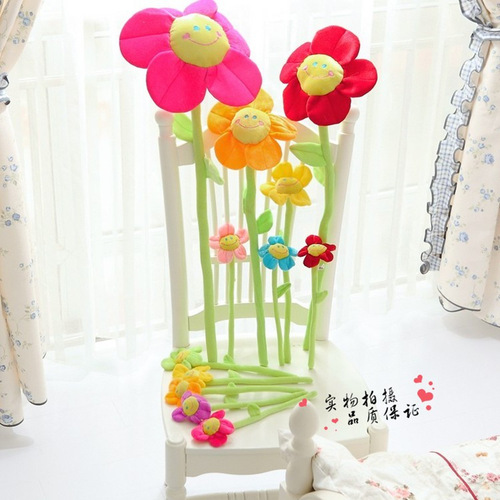 A set of one-size-fits-all simulated flower toys, including a rose, sunflower, plush toy cushion, large size, velvet material, sunflower.