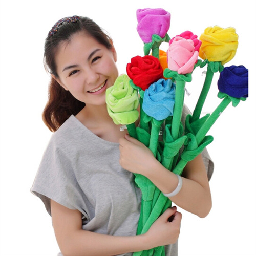 A set of one-size-fits-all simulated flower toys, including a rose, sunflower, plush toy cushion, large size, velvet material, sunflower.