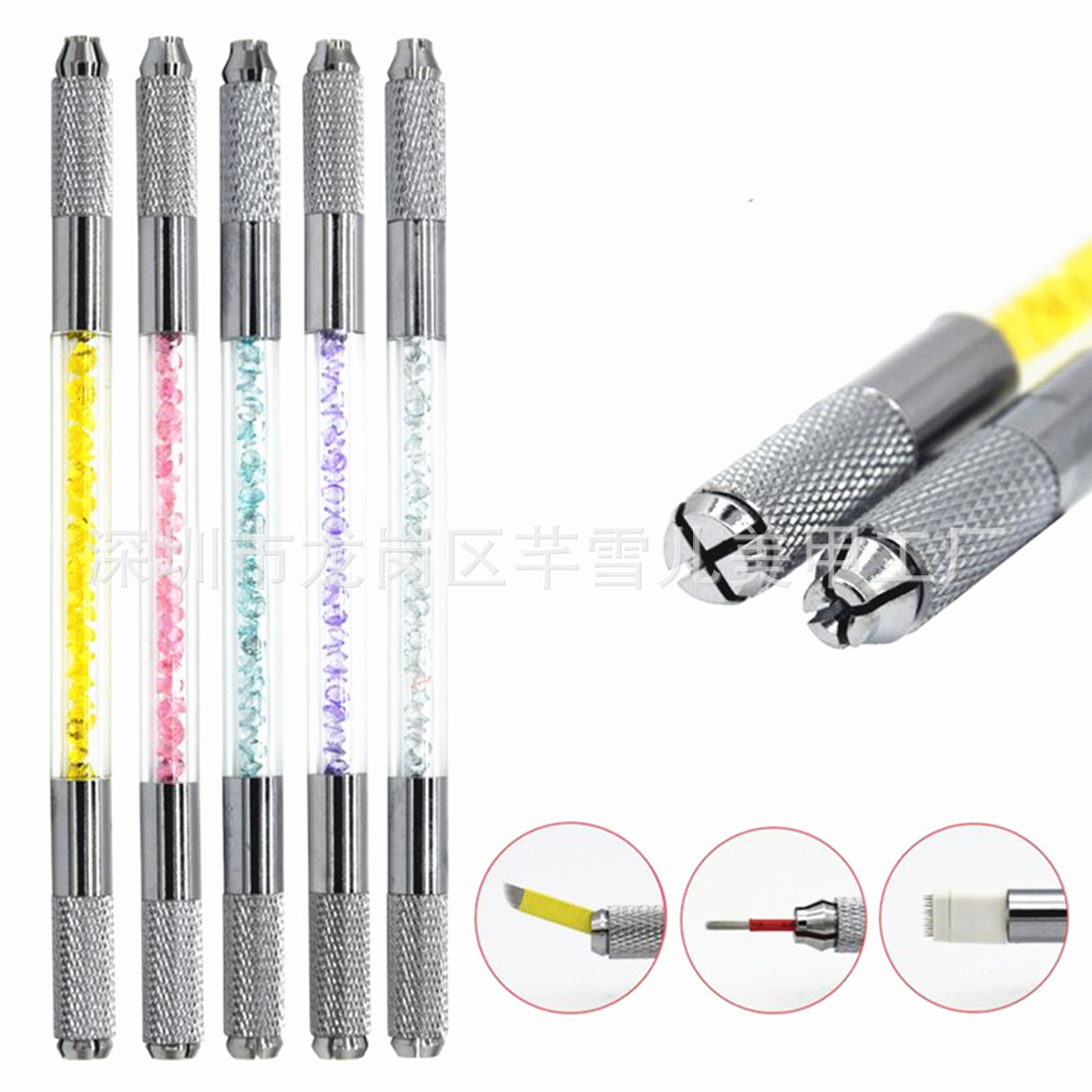 Beauty tattoo embroidery handmade knife mist eyebrow handmade tattoo embroidery pen dual-use eyebrow pencil Crystal double-headed mist tattoo eyebrow handmade pen