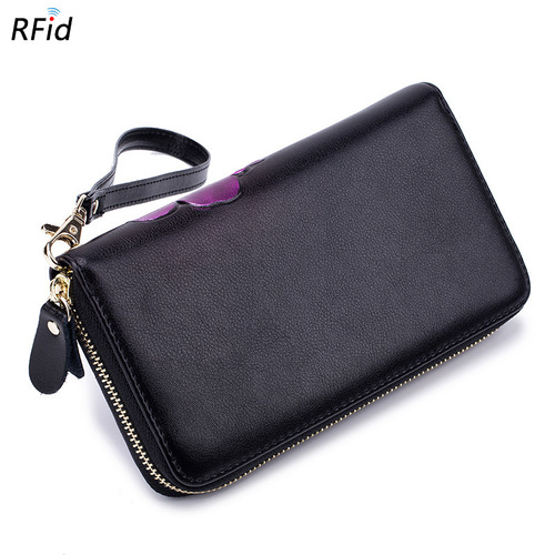 Cross-border wallet women's long genuine leather zipper wallet rfid fashion personalized cowhide foreign trade European and American clutch bag