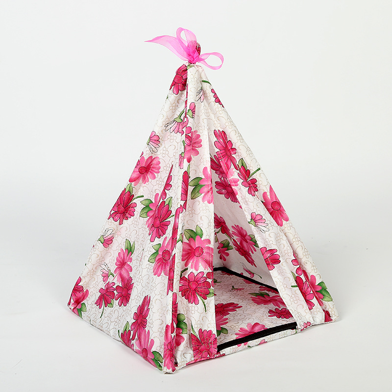 新款印花帐篷宠物窝 清凉散热牛津布宠物用品厂家定 制创意猫狗窝