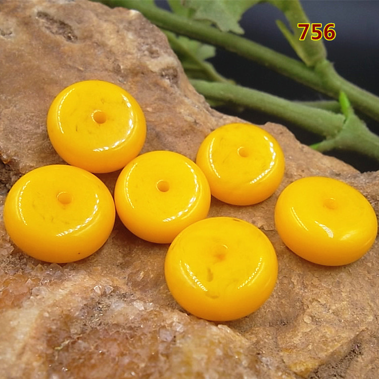 高仿蜜蜡平安扣批发 蜜蜡粉树脂合成隔珠  树脂饰品配件