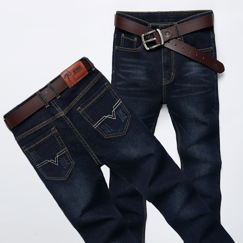 Men's Jeans Korean Fashionable 2023 Spring and Autumn Slim-fit Comfortable Skinny Pants Casual Pants Dark Trousers