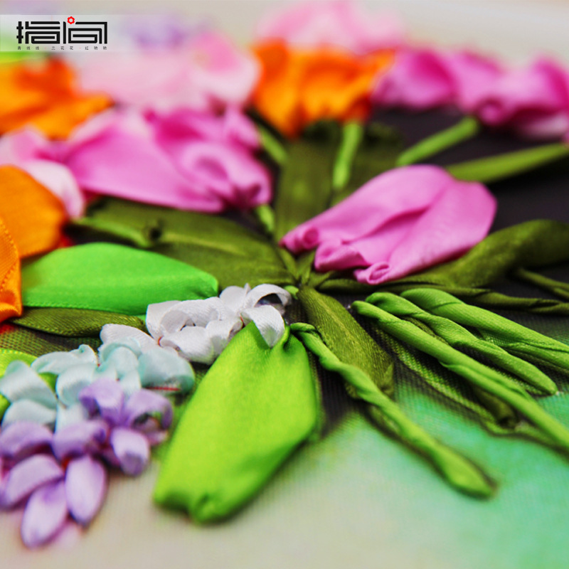 Nueva cinta bordado tridimensional bordado hecho a mano bricolaje colgando pintura sala de estar dormitorio estudio material paquete kit ramo colgante pintura