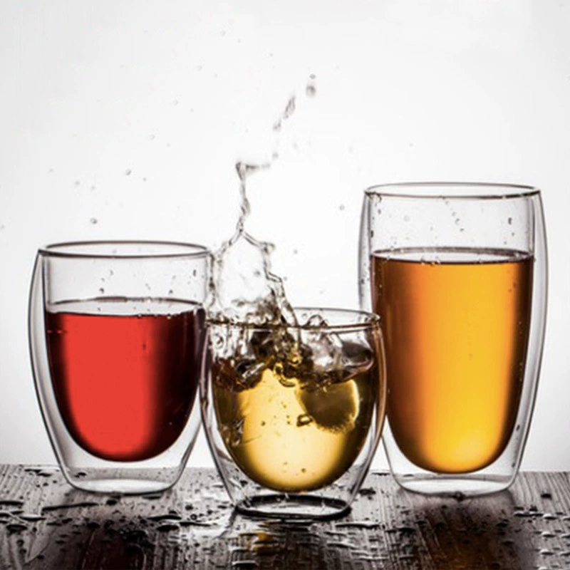 Double-layer glass cup, high-borosilicate, egg-shaped insulation, heat-resistant (80–650 ml)