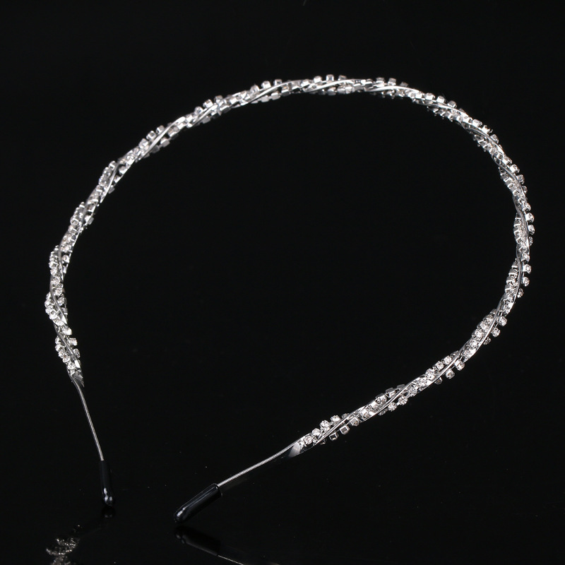 2019 nuevo estilo coreano accesorios para el cabello diadema onda de aleación de diamante-tocado incrustado diadema de una sola capa diadema de las mujeres al por mayor