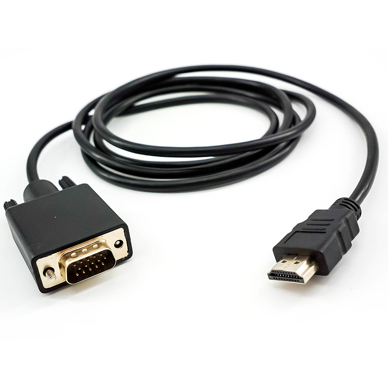 HDMI线转VGA 1.8米带芯片 HDMI转VGA高清转接线 1080P电脑转电视