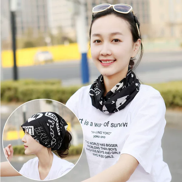 Scarf Set Neck Scarf Pullover Hat Summer Ice Silk Ultra-thin Dual-purpose Scarf Ear and Neck Protection Students Riding Outdoor