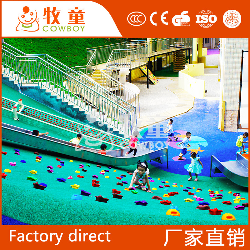 Kindergarten al aire libre pequeña diapositiva colina de acero inoxidable niños roca escalada diapositiva diversión equipo fabricante
