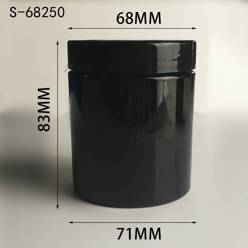 Factory direct PET black cream jar 68 tooth powder box food plastic bottle 250ml cosmetic packaging bottle