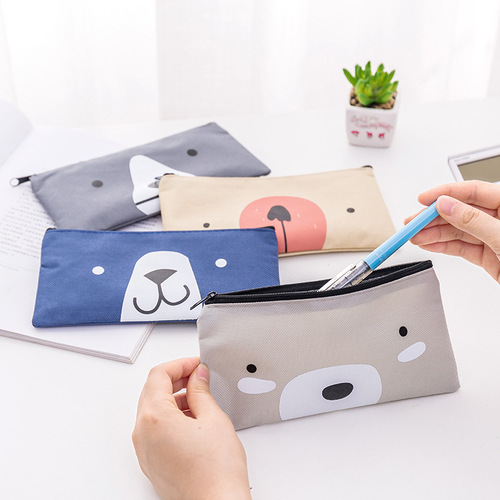 Creative cartoon canvas pencil bag high quality Oxford cloth simple stationery bag student stationery pencil bag factory direct sale