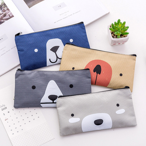 Creative cartoon canvas pencil bag high quality Oxford cloth simple stationery bag student stationery pencil bag factory direct sale