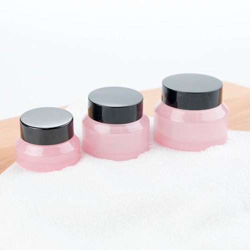 Pink cream box glass refill bottle face cream mask jar eye cream skin care product large capacity trial size travel portable