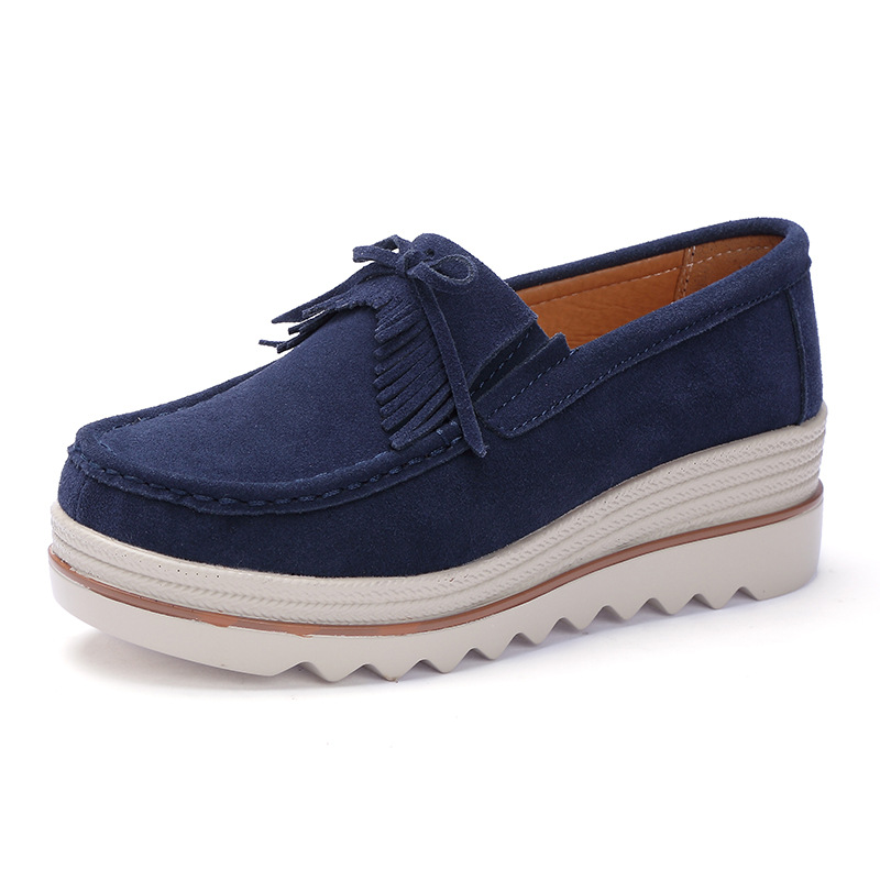 Zapatos de plataforma nuevos de primavera 2018 para mujer, zapatos sin cordones con suela gruesa, zapatos casuales de cuero suave para mamá, zapatos de talla grande
