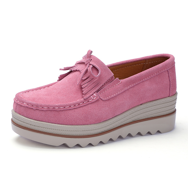 Zapatos de plataforma nuevos de primavera 2018 para mujer, zapatos sin cordones con suela gruesa, zapatos casuales de cuero suave para mamá, zapatos de talla grande