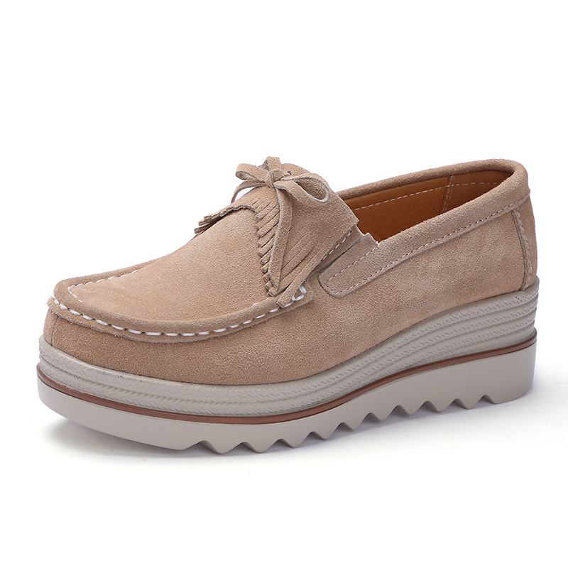 Zapatos de plataforma nuevos de primavera 2018 para mujer, zapatos sin cordones con suela gruesa, zapatos casuales de cuero suave para mamá, zapatos de talla grande