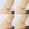 Fashionable brass ankle bracelet, double-layer small bell, one bead bracelet, 24 carat white gold, suitable for import