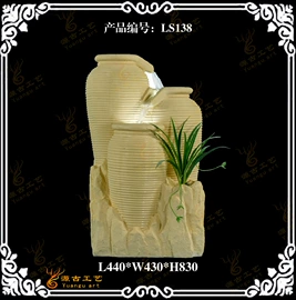 喷泉水景;庭院灯;花盆装饰