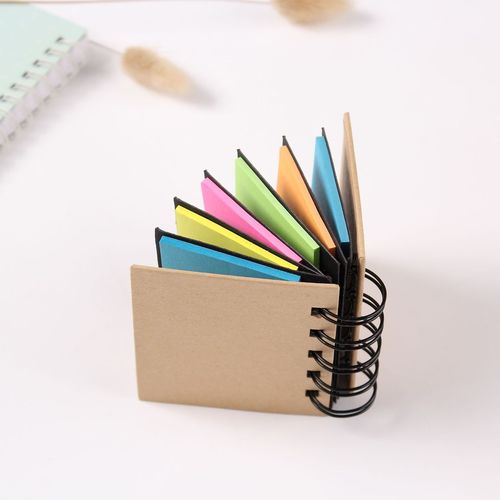 Factory wholesale kraft paper sticky notes advertising gifts index card fluorescent color index stickers small card set combination 