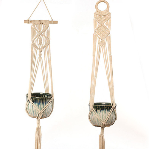 Horticulture green plant pots jute rope hanging nets pot hanging mesh baskets hanging baskets woven fine jute ropes