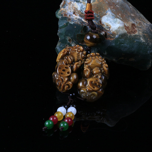 Jade Pixiu gift woven double Pixiu pendant manufacturer supplies various materials of jade Pixiu jadeware