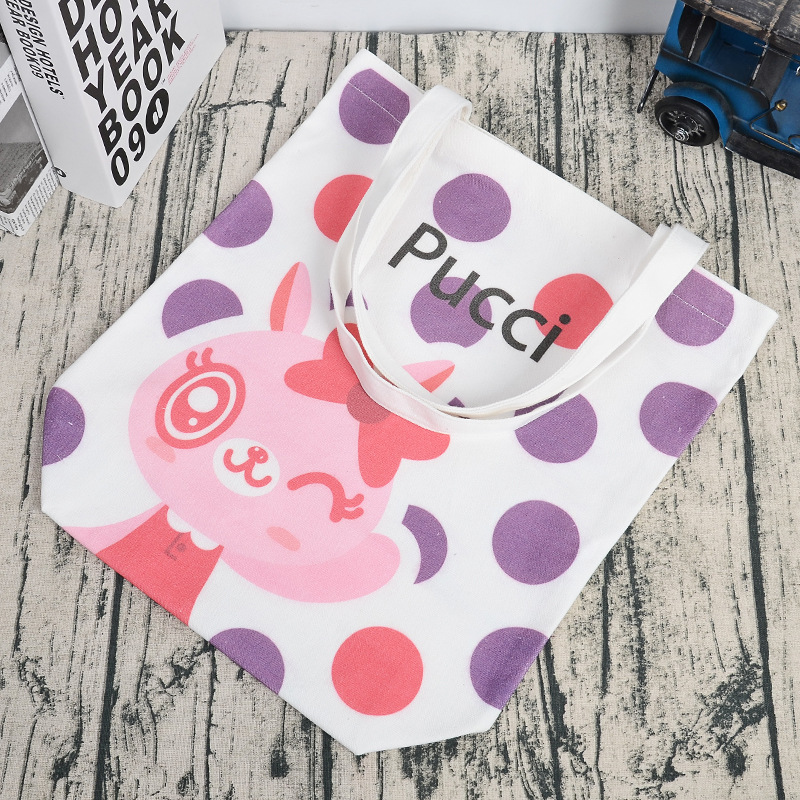 韩国创意彩印全棉手提帆布袋时尚百搭旅行单肩包收纳袋帆布包定制