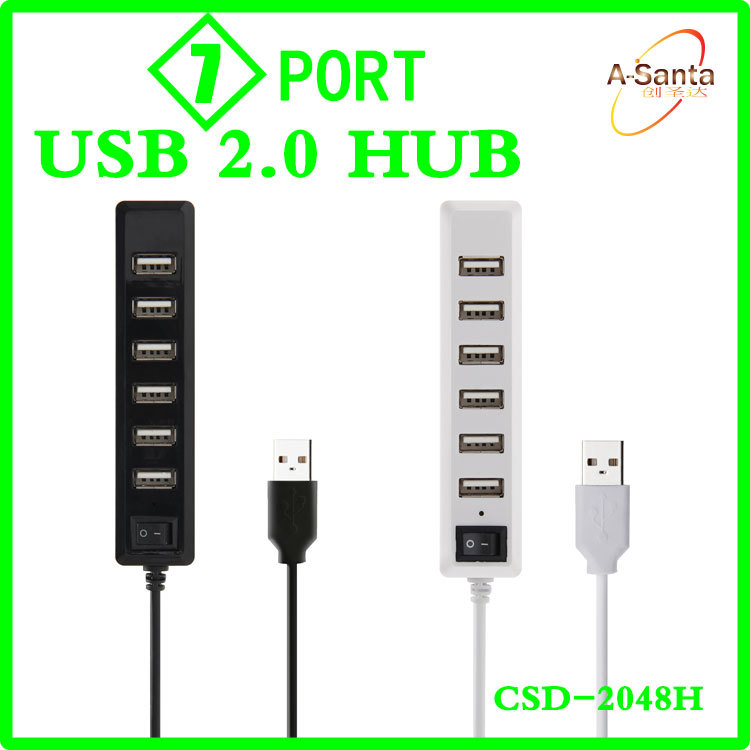 USB hub7 Puerto Hub con Interruptor USB extensor USB divisor de un arrastre siete 2,0 Hub