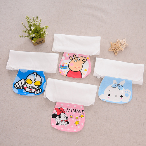 New children's sweat-absorbent towel, baby cotton sweat towel, kindergarten cotton gauze pad back, 4-layer printed sweat towel