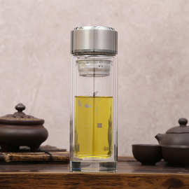 厂家供应玻璃杯礼品休闲广告茶杯车载便携随手杯定制logo百货批发