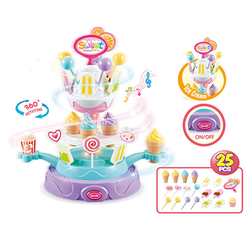 Children's kitchen play house accessories simulation tableware mini ice cream candy trolley ice cream supermarket store toys