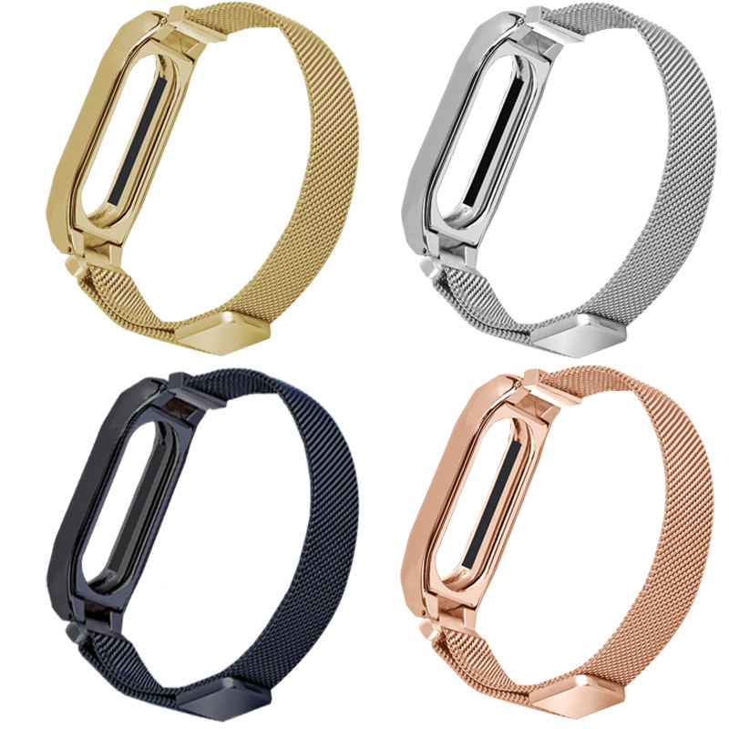 Suitable for Mi Band 2 Wristband Second Generation Sports Waterproof Metal Strap Milanese Stainless Steel Hand Ring Strap