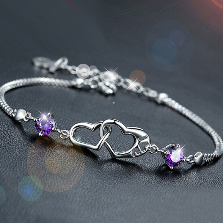 Small fragrance trend women's happy signal double heart bracelet European and American jewelry wholesale love bracelet bracelet jewelry women