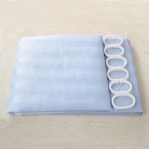 High-end, thickened polyester bath curtain with yin-yang stripes—waterproof, mold-resistant, and providing a non-transparent barrier for bathroom and toilet partition doors.