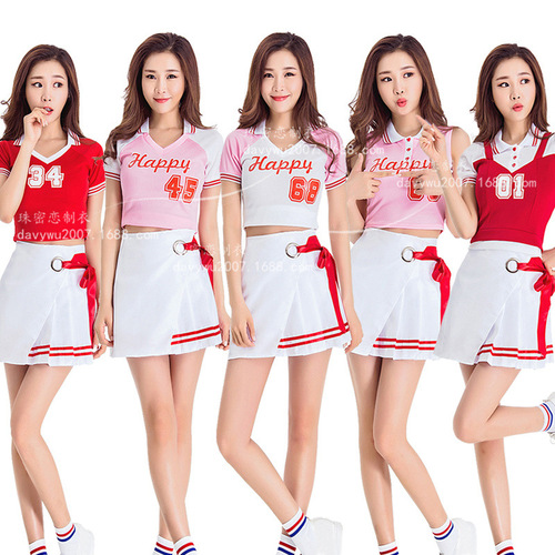 Cheerleading uniform set for female students, girl group, Cosmic Girls, HAPPY dance performance suit, sports performance suit 