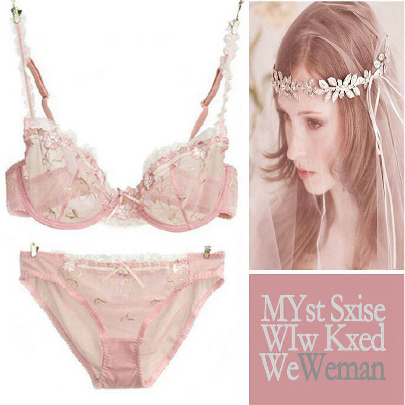 Special Clearance Sale European and American Lace Sexy Large Bust Plus Size Bra Ultra-Thin Transparent Seductive Lingerie Underwear Set 9126