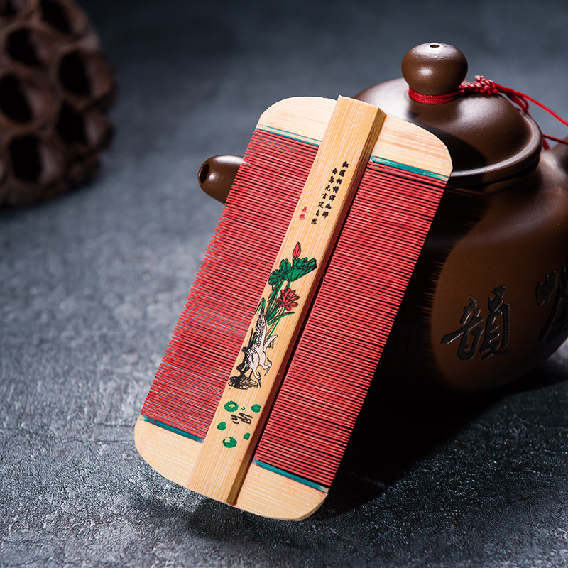 Manufacturer's Bamboo Comb, Dense Comb, Handmade Bamboo Comb, Premium Festive Outdoor Comb for Removing Lice Eggs, Double-Sided