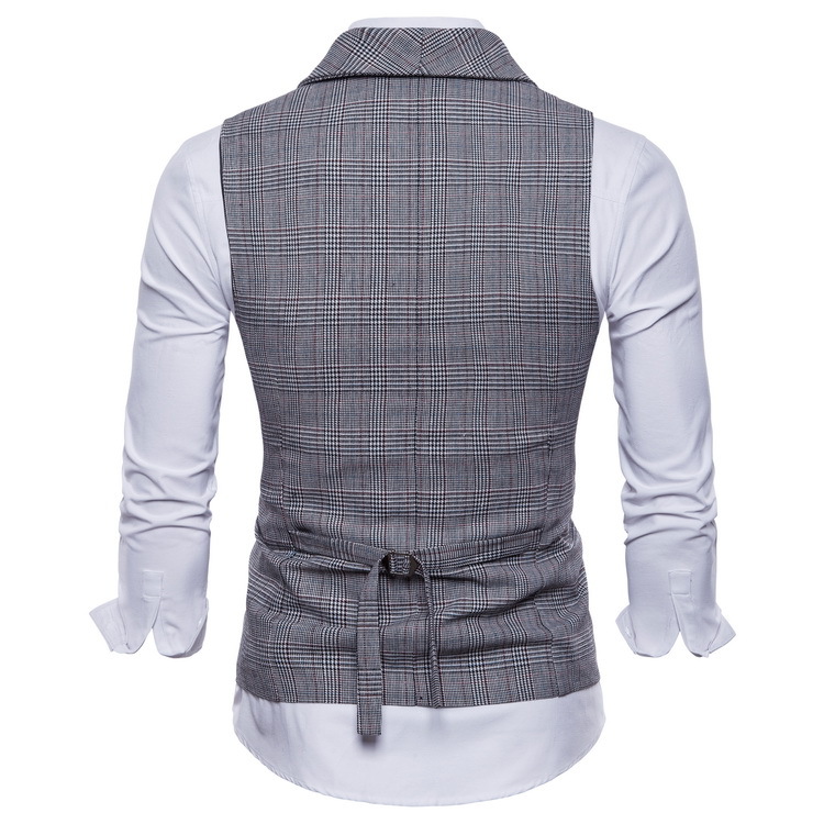 Spring and Autumn New Men's Plaid Suit Vest Business Casual British Gentleman Dress Large Size Suit Vest Vest