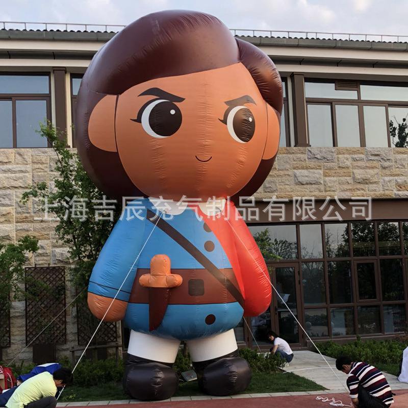 广告充气吉祥物 加厚充气固定卡通气模 6米夹网层行走充气人偶