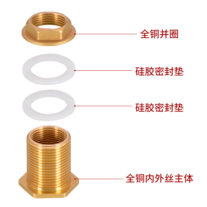 4-Point Double External Thread Water Tank Connector 6-Point External Thread Stainless Steel Water Tower Interface Oil Tank 1inch Internal and External Thread Drainage Accessories