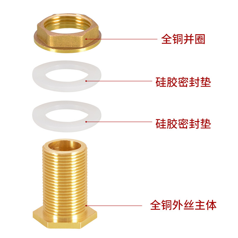4-Point Double External Thread Water Tank Connector 6-Point External Thread Stainless Steel Water Tower Interface Oil Tank 1inch Internal and External Thread Drainage Accessories