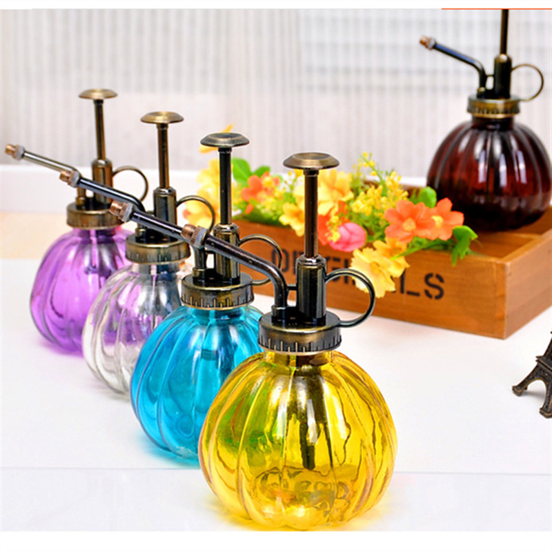 批发复古南瓜喷水壶浇花喷壶彩色玻璃喷壶优质绿植园艺洒水壶