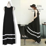 Korean Cross-border Vest Long Dress 2024 Summer New Large Size Women's Loose Sleeveless Large Swing Base Dress for Women