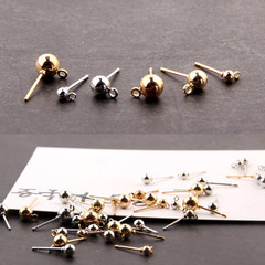 Diy飾品配件手工韓國耳釘材料銅圓頭無吊帶吊耳針耳環耳飾配件