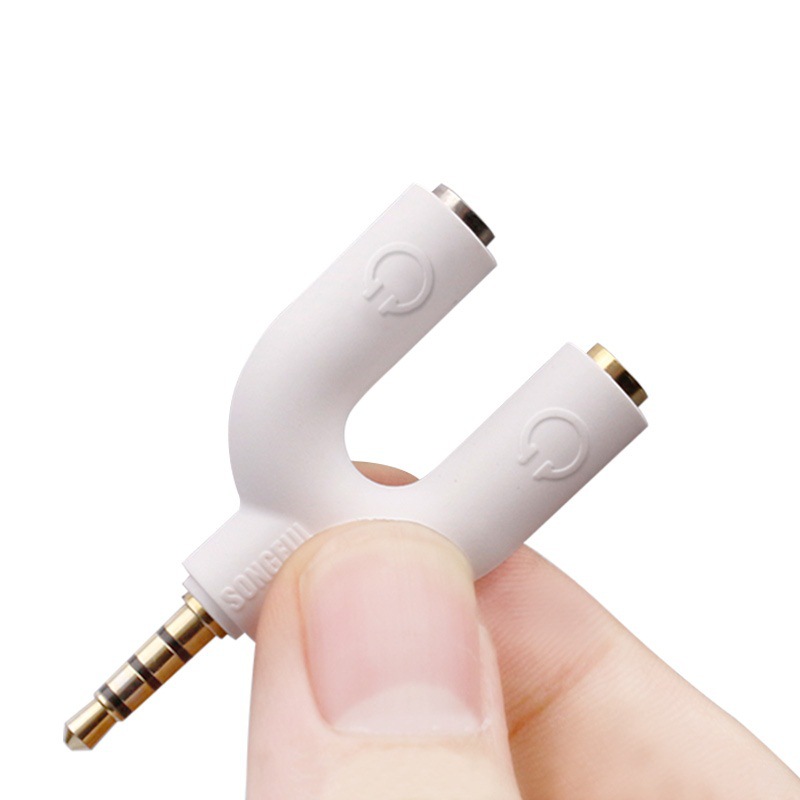 3.5mm耳机分线器一分二情侣分流转换线手机分享器单孔转双孔接头