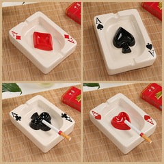 European-style playing cards creative red heart square ashtray Japanese-style American hotel living room dining table ashtray craft ornaments