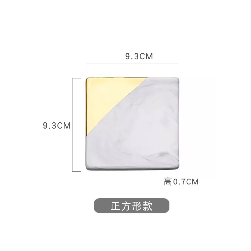 Estilo nórdico ins diseño danés Marbling cerámica Coaster almohadilla de aislamiento térmico borde chapado en oro estera de té accesorios de tiro