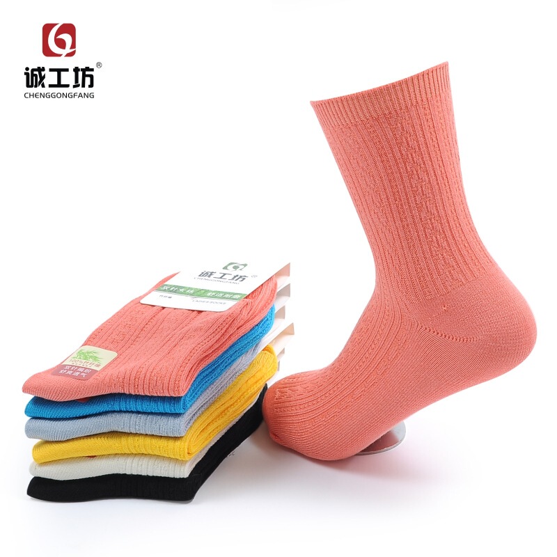 Chenggongfang bamboo fiber tube women's socks spring and summer cotton socks independent packaging sweat-absorbent breathable deodorant manufacturers wholesale