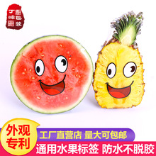 微笑笑脸标签6枚 通用水果贴 西瓜甜瓜柚子哈密瓜不干胶贴纸